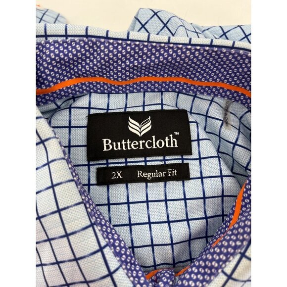 Buttercloth‎ Mens Navy Blue Regular Fit Block Shirt 2XL XXL Long Sleeve - Picture 8 of 8